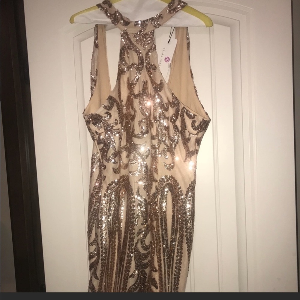 BRAND NEW, Lilac Shade Gold Dress, size: L